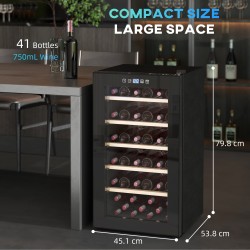 HOMCOM 41-Bottle Wine Fridge | 91L, Touch Screen — Black