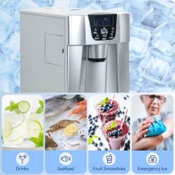 HOMCOM Ismaskin & Vattendispenser | 12kg/dag — Silver