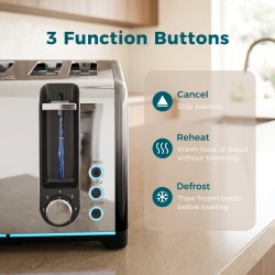 HOMCOM 4-Slice Toaster | 7 Browning Levels, Reheat & Defrost
