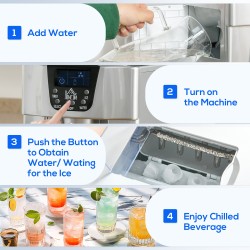 HOMCOM Ice Maker & Water Dispenser | 12kg/Day — Silver