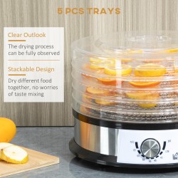 HOMCOM 40-70℃ Deshidratador de alimentos de cinco bandejas