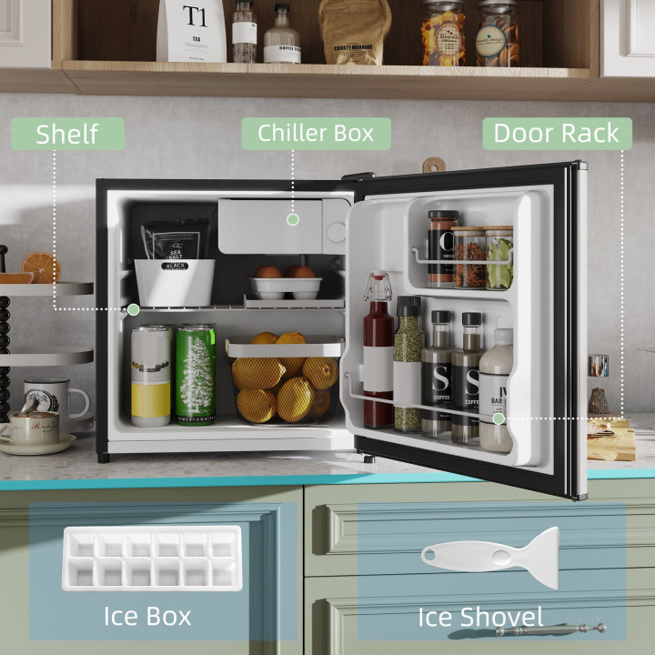 HOMCOM 46L Table-Top Mini Fridge | Ice Box — Black