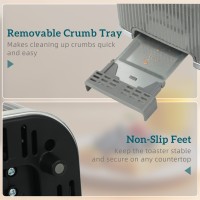 HOMCOM 4-Scheibentoaster | 7 Bräunungsstufen, Krümelschublade — Grau