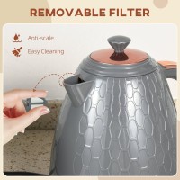HOMCOM 3Bouilloire en nid d'abeille à ébullition rapide kW - Gris