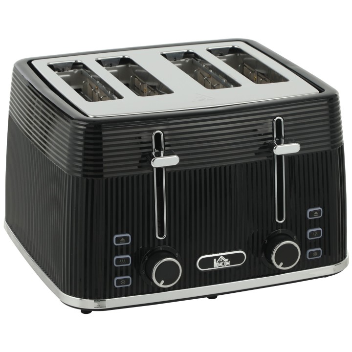 HOMCOM 4-Slice Toaster | 7 Browning Levels, Crumb Tray — Black