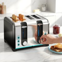 HOMCOM 4-Scheibentoaster | 7 Bräunungsstufen, Aufwärmen & Auftauen