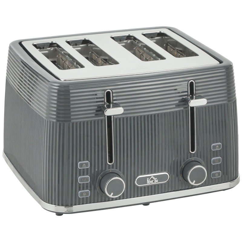 HOMCOM 4-Slice Toaster | 7 Browning Levels, Crumb Tray — Grey