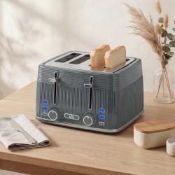HOMCOM 4-Slice Toaster | 7 Browning Levels, Crumb Tray — Grey