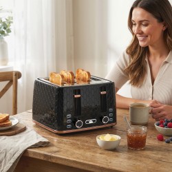 HOMCOM 4-Leivänpaahdin | Korkea nosto, 1600W, Automaattinen sammutus — musta