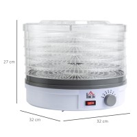 HOMCOM 5-Deshidratador de alimentos de niveles | 245W, Temperatura ajustable — Blanco