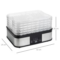HOMCOM 5-Tier voedseldroger | 245W, LCD, Timer — Zwart