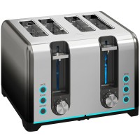 HOMCOM 4-Tostadora de 2 rebanadas | 7 Niveles de dorado, recalentar y descongelar