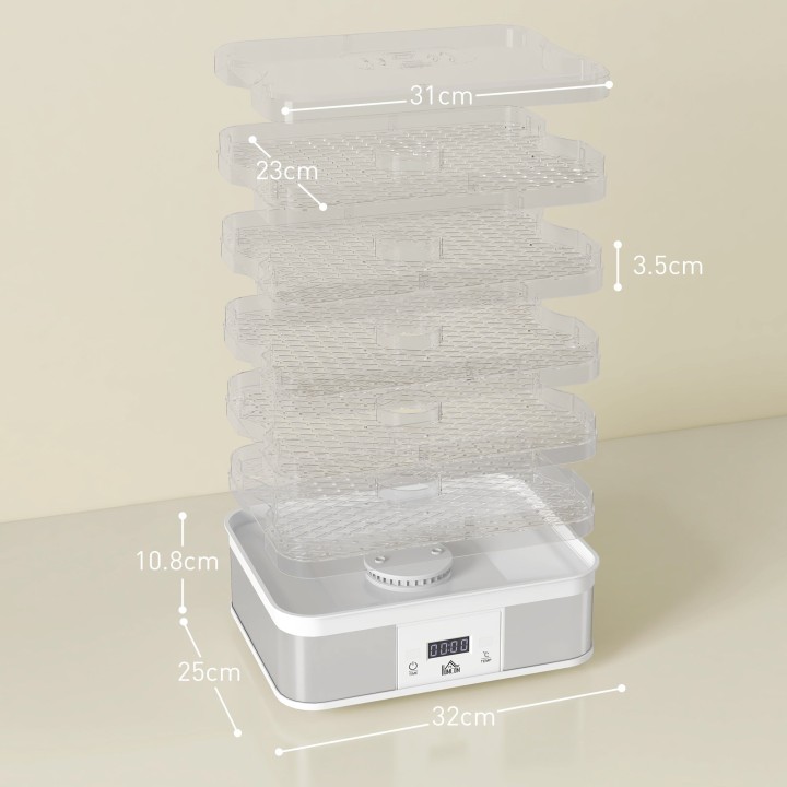 HOMCOM 5-Tier Food Dehydrator | 245W, LCD, Timer — Black
