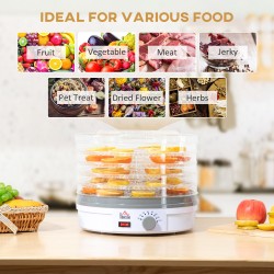 HOMCOM 5-Tier Food Dehydrator | 245W, Justerbar temp – hvit