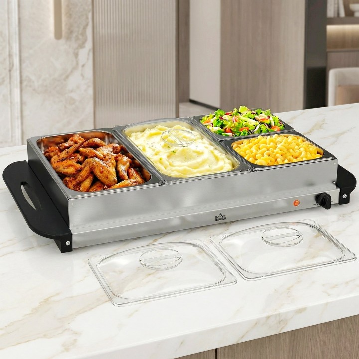 HOMCOM 4-Tray Electric Buffet Food Warmer | 300W