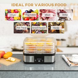 HOMCOM 5-Tier voedseldroger | 245W, LCD, Timer — Zwart