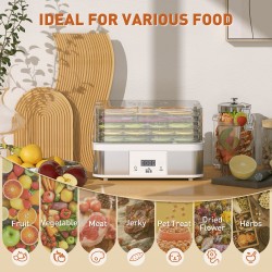 HOMCOM 5-Tier voedseldroger | 245W, LCD, Timer — Zwart