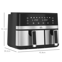 HOMCOM 8.5L Dual Basket Air Fryer | Sync, Multi-Menu Cooking