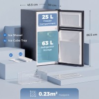 HOMCOM 88L Frigorífico con Congelador Bajo Encimera | 3-Star — Negro