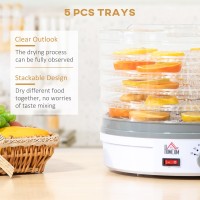 HOMCOM 5-Deshidratador de alimentos de niveles | 245W, Temperatura ajustable — Blanco