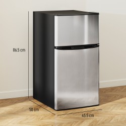 HOMCOM 88L Frigorífico con Congelador Bajo Encimera — Negro y Plata