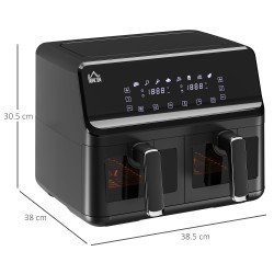 HOMCOM 8L Friteuse à air à double panier | 8-avec-1, 2500W, Fin synchronisée