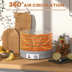 HOMCOM 5-Déshydrateur alimentaire à étages | 245W, Température réglable — Gris