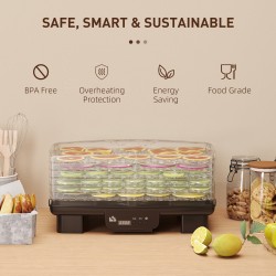 HOMCOM 40-70℃ Fødevare dehydrator med seks bakker - Sort