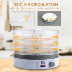 HOMCOM 5-Tier Food Dehydrator | 245W, Justerbar temp – hvit