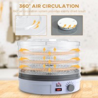 HOMCOM 5-Deshidratador de alimentos de niveles | 245W, Temperatura ajustable — Blanco