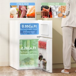 HOMCOM 88L Réfrigérateur-congélateur sous plan de travail | 3-Star — Blanc