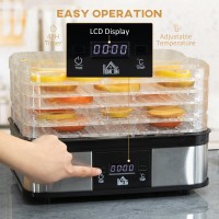 HOMCOM 5-Stufen-Dörrgerät | 245W, LCD, Timer — Schwarz