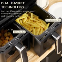 HOMCOM 8L Friteuse à air à double panier | 8-avec-1, 2500W, Fin synchronisée