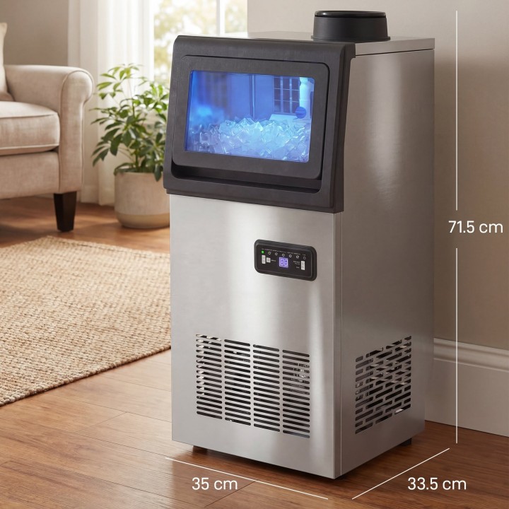 HOMCOM Commercial Ice Maker | 36kg/Day, Under-Counter — Silver