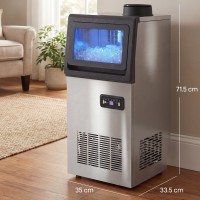 HOMCOM Commercial Ice Maker | 45kg/Day, Under-Counter — Silver