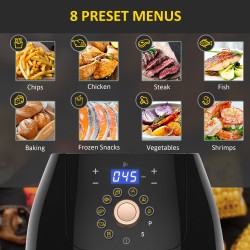 HOMCOM 5.5L Heteluchtfriteuse | 1700W, Digitaal display, 80–200°C