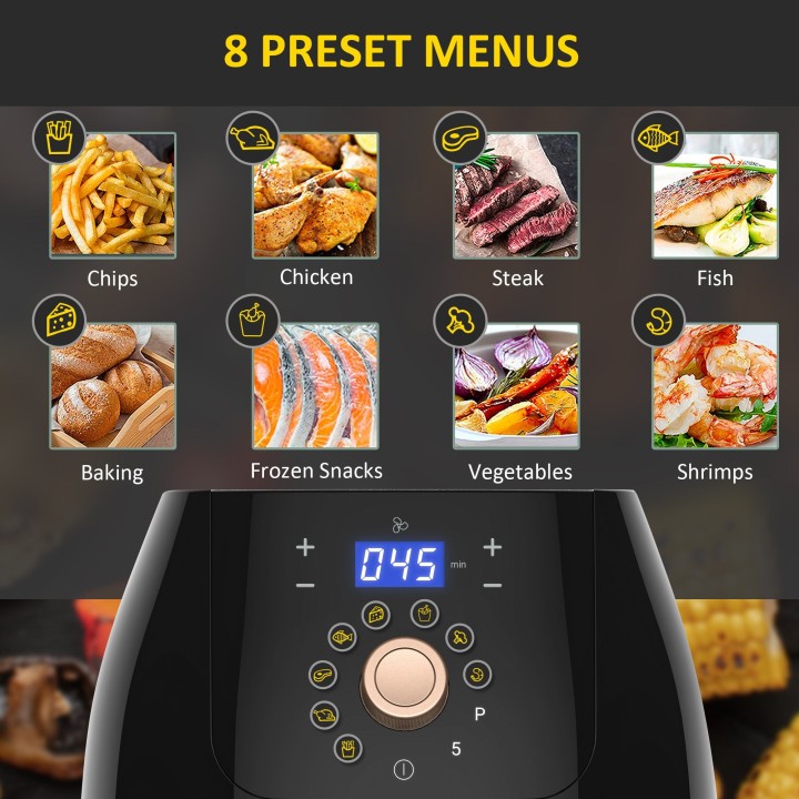 HOMCOM 5.5L Air Fryer | 1700W, Digital Display, 80–200°C
