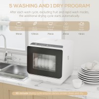 HOMCOM 6L Lave-vaisselle de comptoir à cinq modes - Blanc
