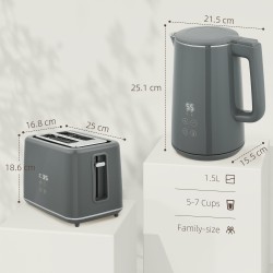 HOMCOM Digital Elkedel & 2-Skive Brødrister Sæt | LED Touch — Beige