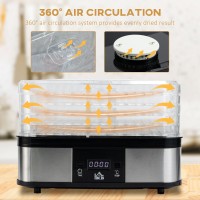 HOMCOM 5-Tier voedseldroger | 245W, LCD, Timer — Zwart