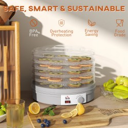 HOMCOM 5-Tier Food Dehydrator | 245W, Justerbar temp — Grå