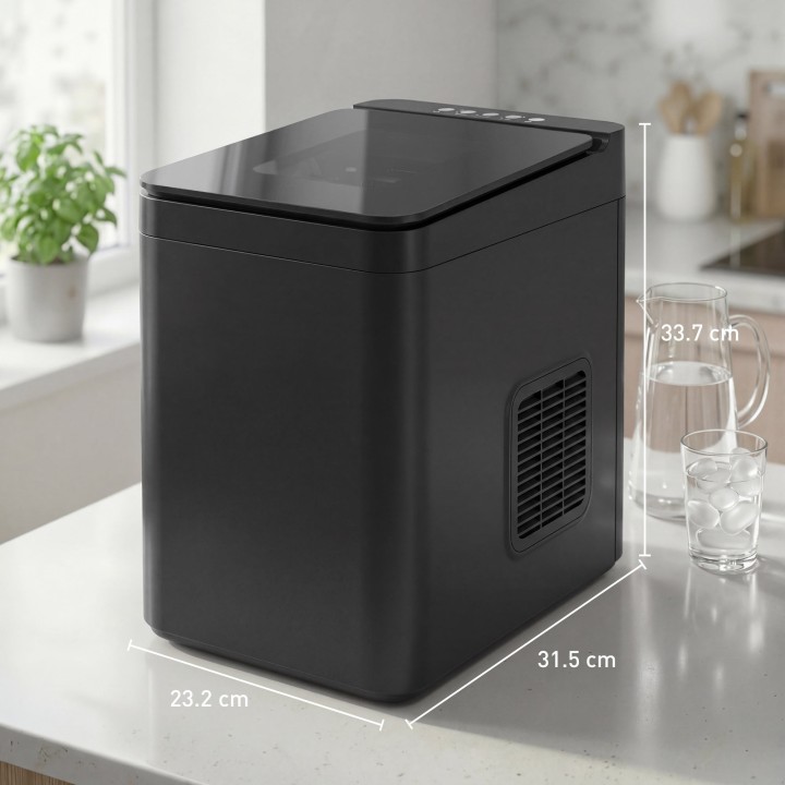 HOMCOM Compact Countertop Ice Maker | Self-Cleaning — Black