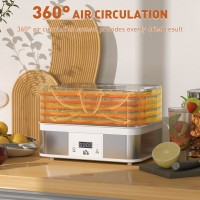 HOMCOM 5-Tier voedseldroger | 245W, LCD, Timer — Zwart