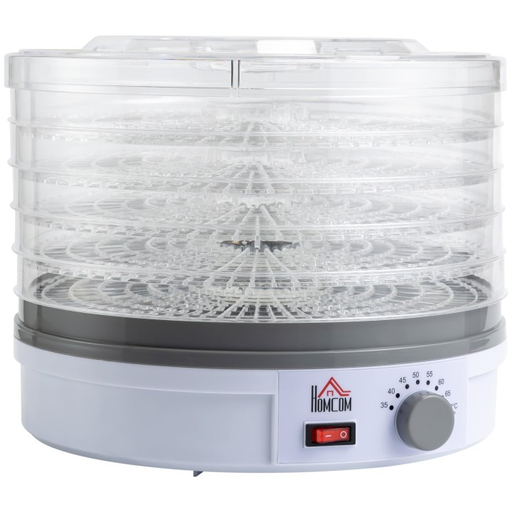 HOMCOM 5-Tier Food Dehydrator | 245W, Adjustable Temp — White
