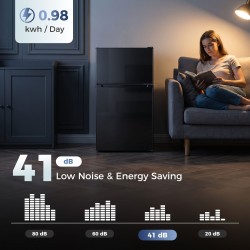 HOMCOM 88L Frigorífico con Congelador Bajo Encimera | 3-Star — Negro