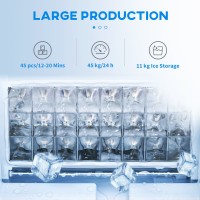 HOMCOM Commercial Ice Maker | 45kg/Day, 11kg Storage