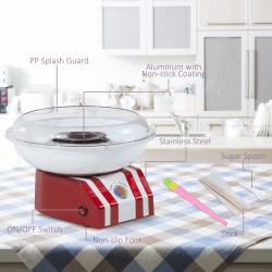 HOMCOM Candy Floss Machine | Retro Cotton Candy Maker — Red
