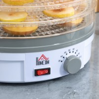 HOMCOM 5-Essiccatore per Alimenti a Tier | 245W, Temperatura Regolabile — Bianco