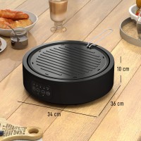 HOMCOM Elektrisk Keramisk Kogeplade & Grillplade | 36cm, 4 Niveauer