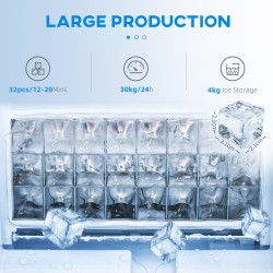 HOMCOM Commercial Ice Maker with 4kg Ice Storage - Black